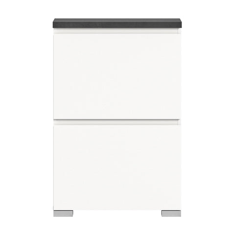 Rootz Shoe Cabinet - Wood Storage - White Cupboard - Offset Industrial Gray Nb - Shoe Organization - Approx. 60x91x18 cm