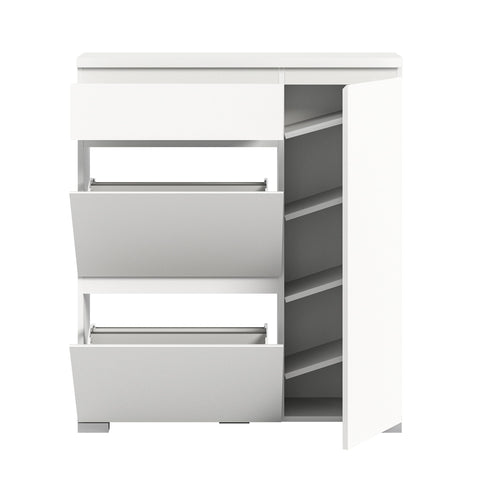 Rootz Shoe Cabinet - Wood Material - White - Systematic Shoe Storage - Approx. 95x109x27 cm - Sustainable FSC Certified Production