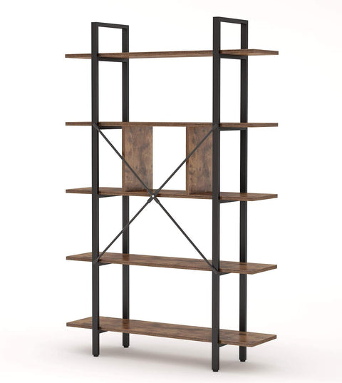 Rootz 5 Tier Bookshelf - Storage Shelf - Industrial Bookcase - Holds 55lbs per Shelf - 33cm D x 105cm W x 180cm H
