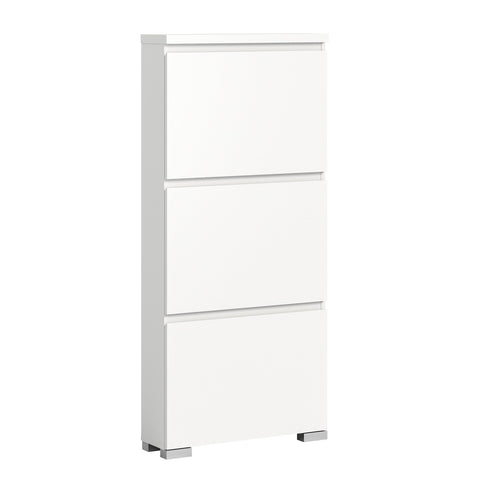 Rootz Shoe Storage Cabinet - White Shoe Organizer - Wooden Shoe Rack - Timeless Design - 60cm x 133cm x 18cm