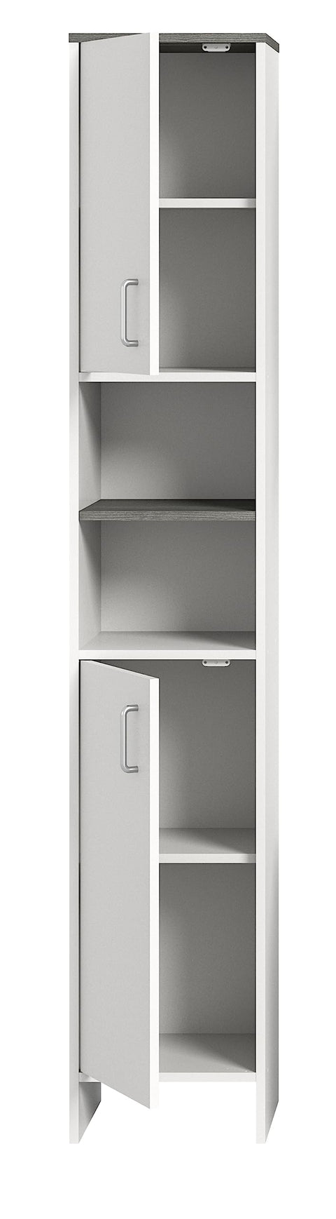 Rootz Los Angeles Tall Cabinet - Bathroom Furniture - Wood Material - White - Timeless Design - 32cm x 180cm x 28cm