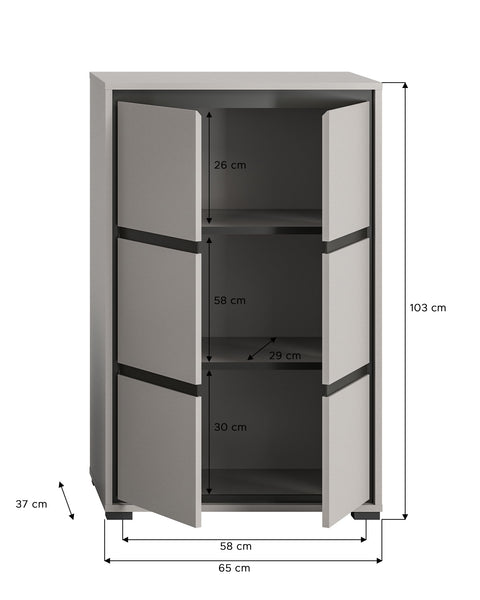 Rootz Jaru Shoe Cabinet - Gray Nb Shoe Rack - Wooden Organizer - Timeless Design - 65cm x 103cm x 37cm