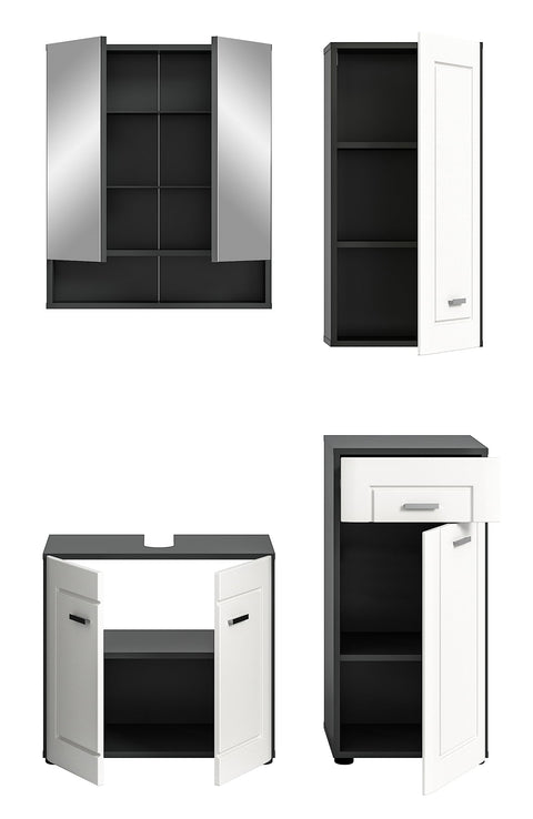 Rootz Bathroom Furniture Set - Wood Material - Gray - Timeless Design - FSC Certified - 4 Pieces - 120cm x 50cm x 150cm