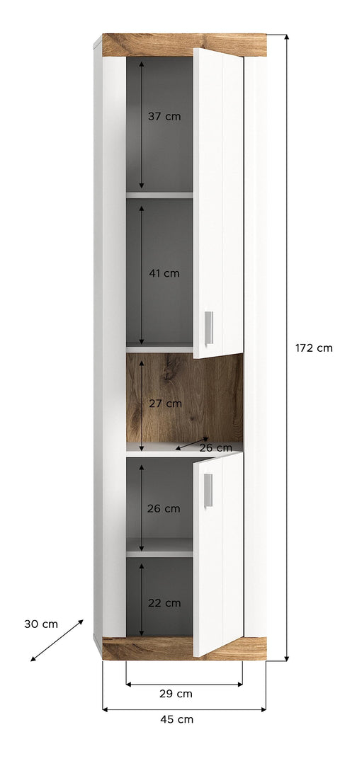 Rootz Bathroom Furniture Set - Tall Cabinet - Hanging Organizer - Wood Material - White Finish - Approx. 45cm x 172cm x 30cm
