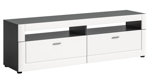 Rootz TV Lowboard Lago - Media Bench - Wood Finished - Grey/White Matt - 160cm x 50cm x 40cm