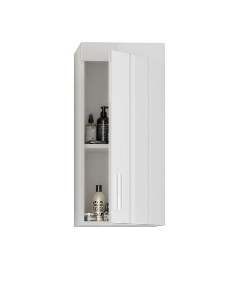 Rootz Snow Bathroom Wall Cabinet - Wood Material - White - Space-Saving - 36 x 79 x 24 cm