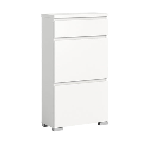 Rootz Shoe Cabinet - Wooden Shoe Organizer - Shoe Chest - White - Approx. 60cm x 109cm x 27cm - Timeless Design - System Storage - Sustainable FSC Certified Production