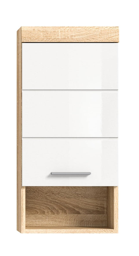 Rootz Lambada Wall Cabinet - Bathroom Storage - Wood Material - Sonoma Oak - Timeless Design - 35cm x 77cm x 25cm