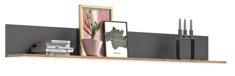 Rootz Mason Wall Shelf - Anthracite Wood Wall Shelf - Hanging Shelf - Timeless Design - 180cm x 21cm x 20cm