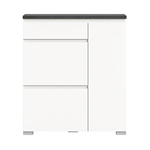 Rootz Shoe Cabinet - White Shoe Chest - Wooden Shoe Storage - Offset Industrial Gray Nb - 95cm x 109cm x 27cm