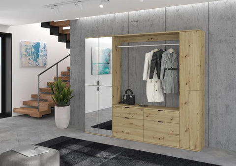 Rootz Systematic Wardrobe - Wood Material - Artisan Oak Nb - Shoe Storage - 212cm x 193cm. Sustainable FSC Certified Production. 4-Piece Set.