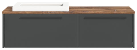 Rootz Gray Bathroom Vanity - Wood Material - Vanity Cabinet - Durable - 140cm x 43cm x 48cm