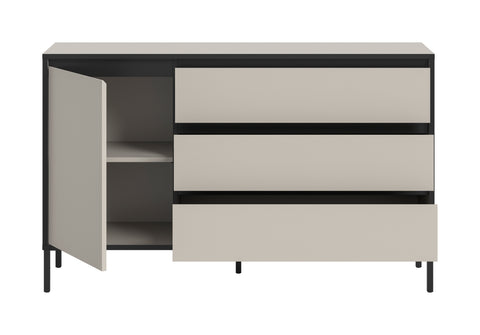 Rootz Sideboard - Storage Unit - Cabinet - High-Quality, Easy-Care - 136cm x 83cm x 38cm - Grey and Black