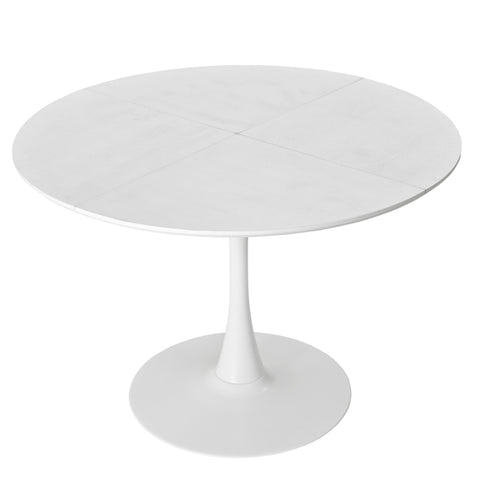 Rootz Modern Round Dining Table - White Masonation Table - Metal Frame Dining Tables - Durable & Stylish - 120cm x 120cm x 75cm