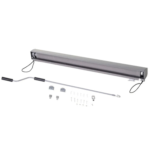 Rootz Vertical Awning - Balcony Awning - Wind Protection - Side Roller Blind - Privacy Screen With Hand Crank - Polyester Fabric + Aluminum - Gray - 100 x 140 cm