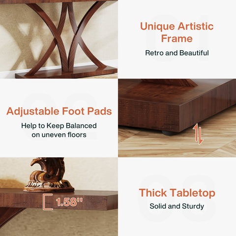 Rootz Console Table - Sofa Table - Entryway Table - Durable MDF & Metal - 160cm L x 30cm W x 80cm H - Sturdy Frame