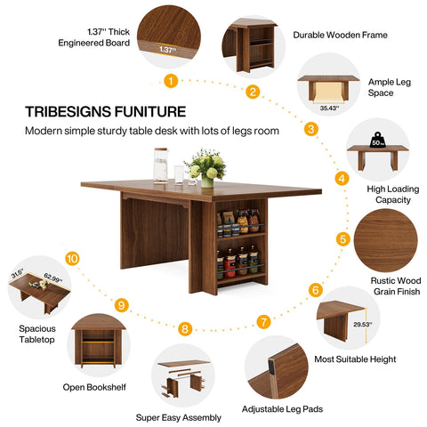 Rootz Rectangular Dining Table - Dinner Table - Dining Desk - Ample Space for Group Gatherings - 80 cm D x 160 cm W x 75 cm H