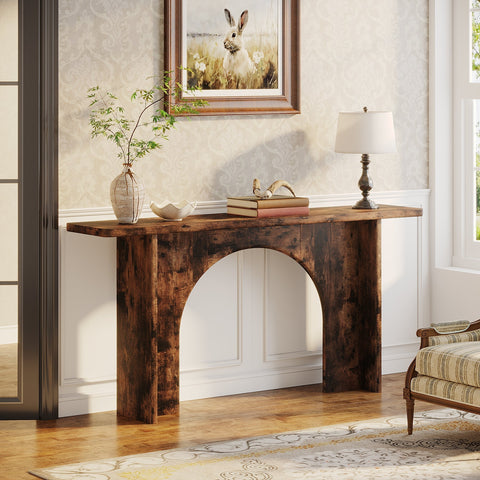 Rootz 63-Inch Farmhouse Console Table - Entryway Table - Accent Table - Sturdy Design - 30cm D x 160cm W x 82cm H