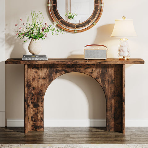 Rootz 63-Inch Farmhouse Console Table - Entryway Table - Accent Table - Sturdy Design - 30cm D x 160cm W x 82cm H