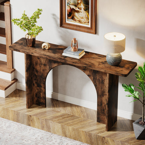 Rootz 63-Inch Farmhouse Console Table - Entryway Table - Accent Table - Sturdy Design - 30cm D x 160cm W x 82cm H