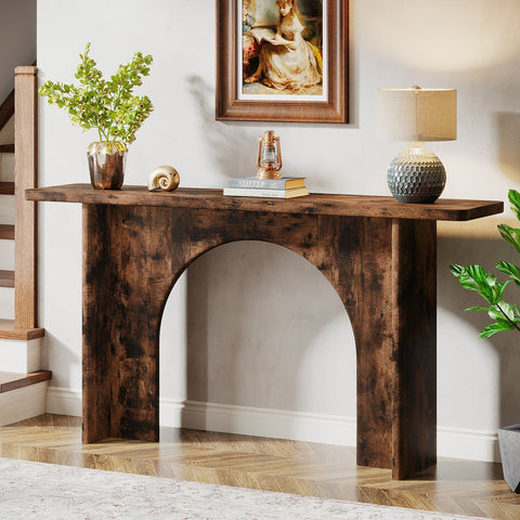 Rootz 63-Inch Farmhouse Console Table - Entryway Table - Accent Table - Sturdy Design - 30cm D x 160cm W x 82cm H