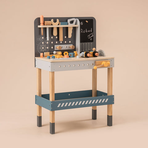 Rootz Wooden Tool Bench for Kids - Toddler Workbench - Children's Tool Set - Educational & Fun - Safe Materials - Complete Tool Set - 61 x 35,5 x 76 cm