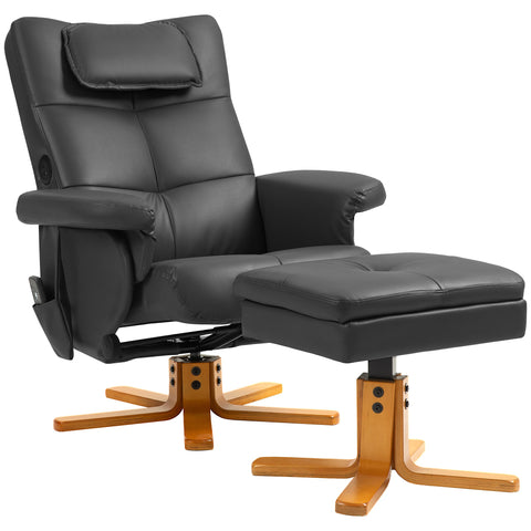 Rootz Massage Chair - Recliner - Vibration Armchair - Footrest with Storage - Relaxation Support - 78x86x93cm & 80x114x84cm