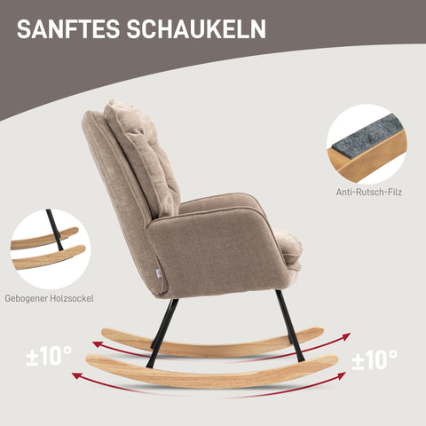 Rootz Rocking Chair - Swing Chair - Wide Seat - Chenille Comfort - 71cm x 98.5cm x 97cm - Supports Up to 120kg