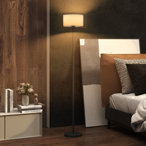 Rootz Floor Lamp - Two-Tone Lampshade - Elegant Lighting - Foot Switch Convenience - Black - 152.5H cm x Ø33 cm x 18H cm