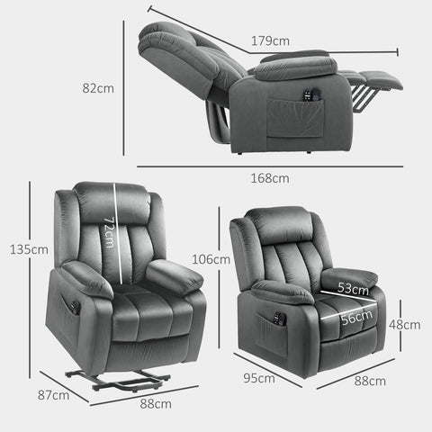 Rootz Stand-Up Massage Recliner Chair - Lift Chair - Lumbar Heating - 8-Point Massage - 88W x 95D x 106H cm