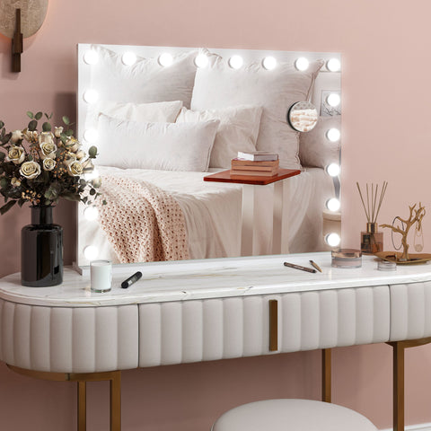 Rootz LED Make-Up Mirror - Vanity Mirror - Illuminated Mirror - USB Charging - 80cm x 62cm