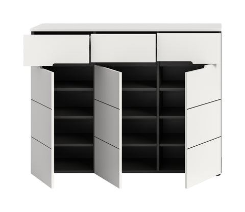 Rootz Shoe Cabinet - Shoe Storage - Footwear Organizer - Easy Maintenance - 120x94x37 cm - White Imitation