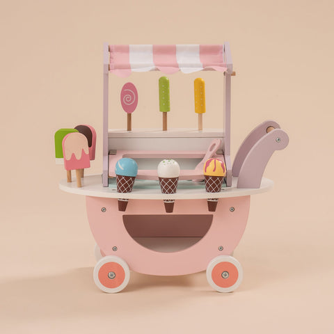 Rootz Wooden Ice Cream Cart Toys for Kids - Pretend Play - Educational Toy - Fun & Safe - 30cm x 20cm x 15cm