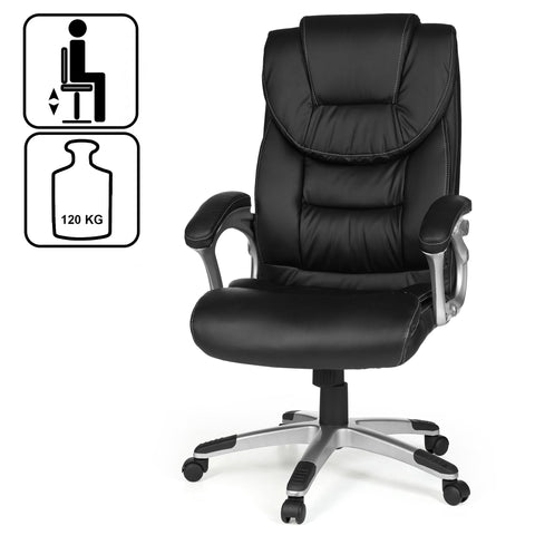 Rootz Swivel Chair - Office Chair - Executive Chair - Extra High Backrest - Wide Seating Area - Adjustable Height - Rocking Mechanism - Lumbar Support - 112-122cm x 67cm x 60cm