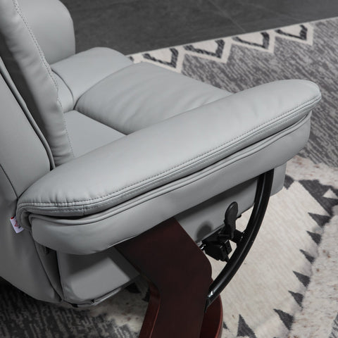 Rootz Reclining Swivel Chair with Stool - Relaxation Chair, Tilting Backrest - Faux Leather - 85x82x106 cm - 130 kg Capacity - Grey