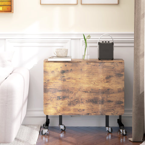 Rootz Folding Dining Table - Collapsible - Space-saving - Accommodates 6 People - 120cm x 80cm x 73cm - Perfect for Small Spaces - Wheels & Brakes