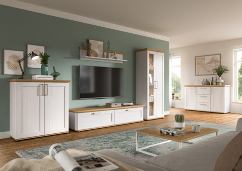 Rootz Wall Shelf - Wall Stand - Shelf Unit - Space-Saving - 110x23x18 cm - White and Brown