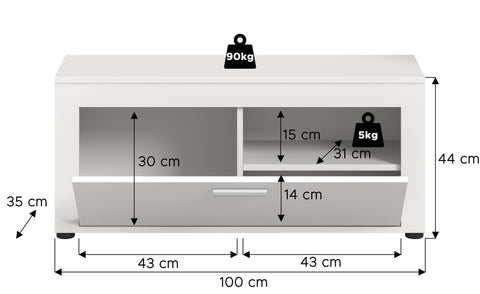 Rootz White Shoe Storage Bench - Entryway Organizer - Hallway Furniture - Space for 4 Pairs - 100x44x35 cm