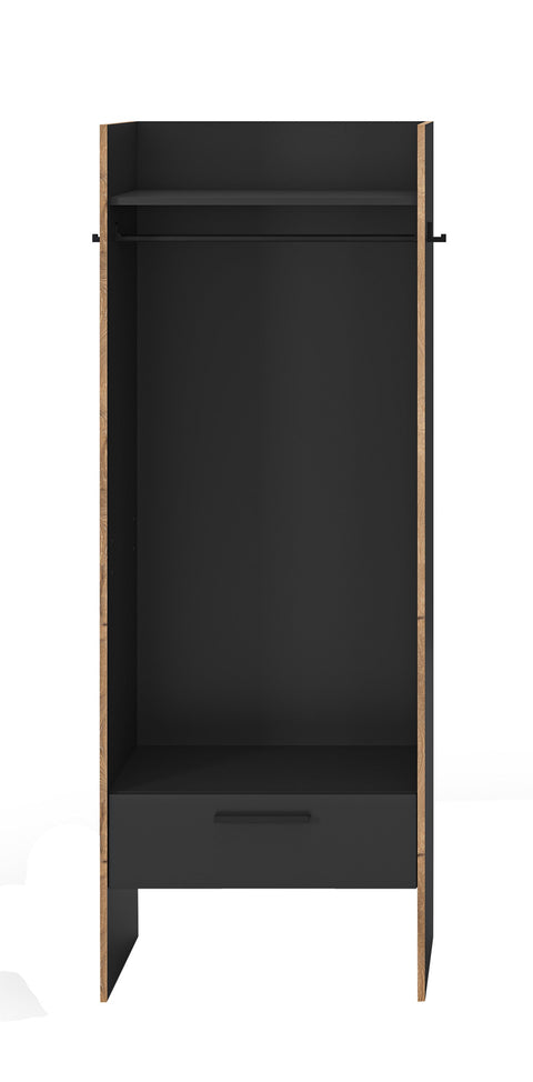 Rootz Wardrobe - Closet - Storage Unit - Saves Space - 70x189x37 cm - Black