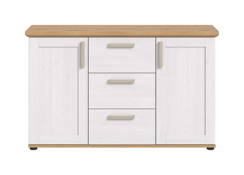 Rootz Sideboard - Buffet - Storage Cabinet - Optimal Organization - 129x80x40cm - White and Brown