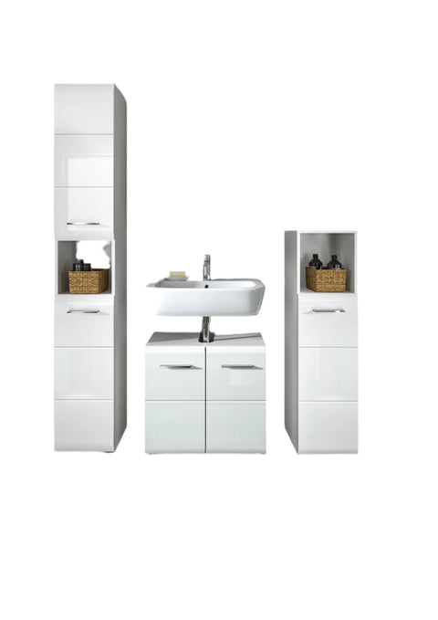 Rootz 5-Piece White Bathroom Set - Vanity Ensemble - Luxury Bathroom Furniture - Easy Assembly - 150cm x 185cm x 30cm