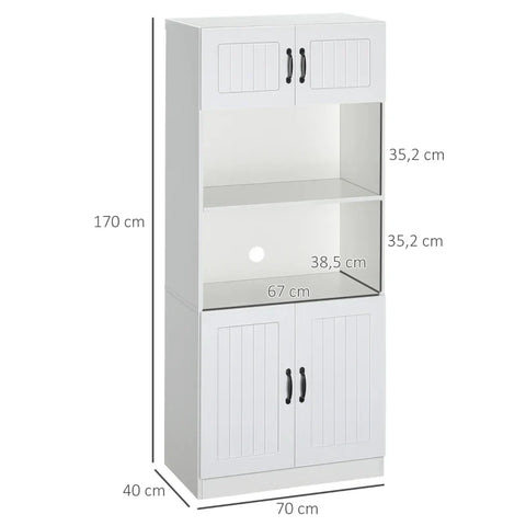 Rootz Kitchen Cabinet - Kitchen Buffet Cabinet - Country House Style - 2 Cabinets - 2 Shelves - Chipboard - White - 70 Cm X 40 Cm X 170 Cm