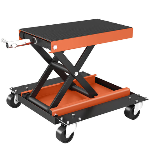 Rootz Motorcycle Lifter - Motorbike Hoist - Bike Jack - 500kg Capacity - Steel Construction - Adjustable 135-390mm - Orange