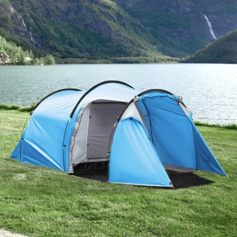 Rootz Camping Tent - Pop-up Tent - Anteroom - Transport Bag - Sleeping Area - Waterproof - Carrying Bag - Polyester - Fiberglass - Light Blue - 426L x 206W x 154H cm