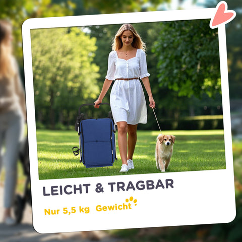 Rootz Dog Car - Pet Stroller - Compact Carrier - Foldable & Lightweight - Mesh Windows - 80L x 48.5W x 106H cm