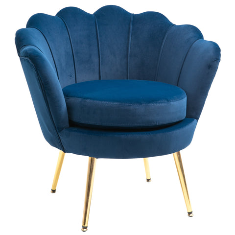 Rootz Lounge Armchair - Vintage Velvet Chair - Club Seating - Cozy Comfort - 76cm x 67cm x 74cm - Blue