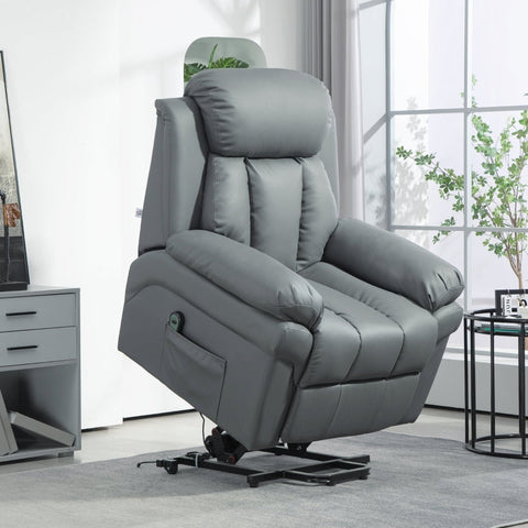 Rootz Electric Riser Chair - TV Armchair - Recliner with Stand-Up Aid - Faux Leather - 93cm x 96cm x 105cm