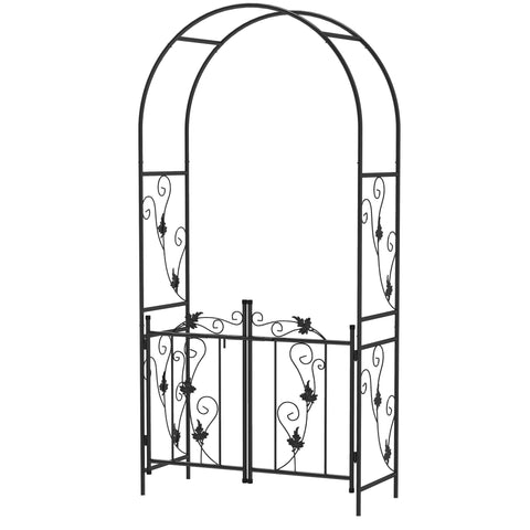 Rootz Garden Arch Steel Rose Arch - Decorative Arches - Ceremony Decor - Privacy with Double Gate - 107 x 45 x 217 cm