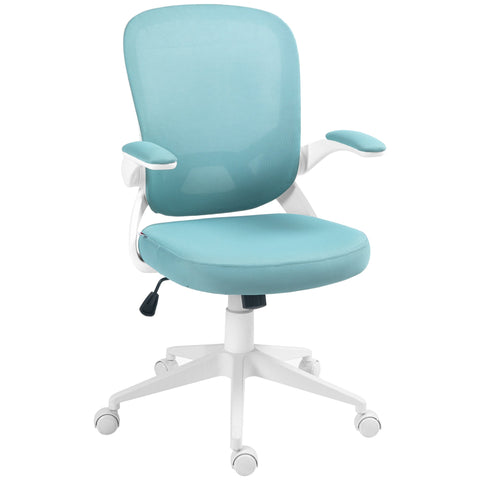 Rootz Office Chair - Ergonomic Desk Chair - Adjustable Swivel Chair - Fold-Up Armrests - 59cm x 58cm x 96-106cm - Blue Mesh