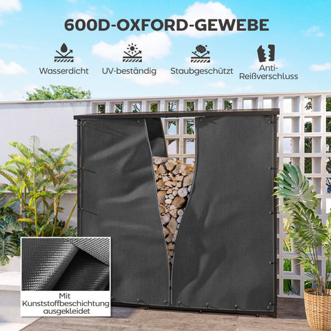 Rootz Firewood Rack Cover Set - Firewood Holder - Protective Cover - 600D Oxford Polyester - Weatherproof - 176cm x 175cm x 163cm